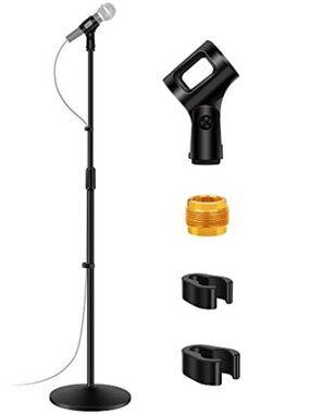 Mic Stand, Microphone Stand Floor Detachable Boom Mic Arm Stands with Round Base